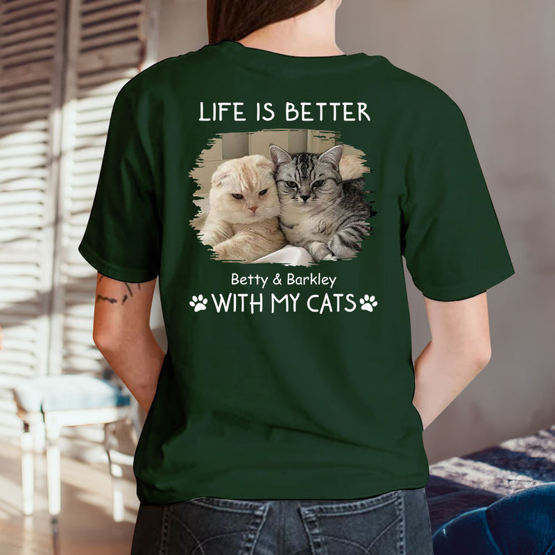 Better With Cats Photo - Personalized Custom Premium T-shirt