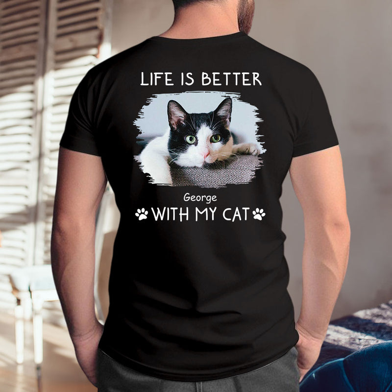 Better With Cats Photo - Personalized Custom Premium T-shirt