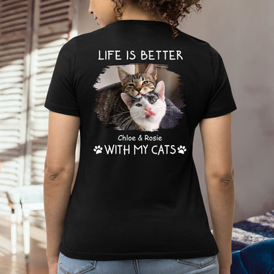 Better With Cats Photo - Personalized Custom Women's T-shirt