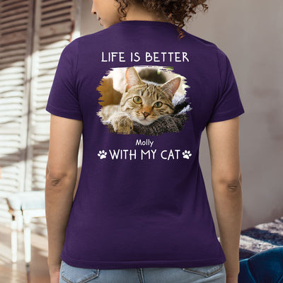 Better With Cats Photo - Personalized Custom Women's T-shirt