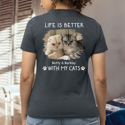 Better With Cats Photo - Personalized Custom Women's T-shirt