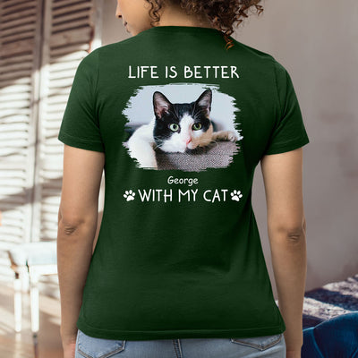 Better With Cats Photo - Personalized Custom Women's T-shirt