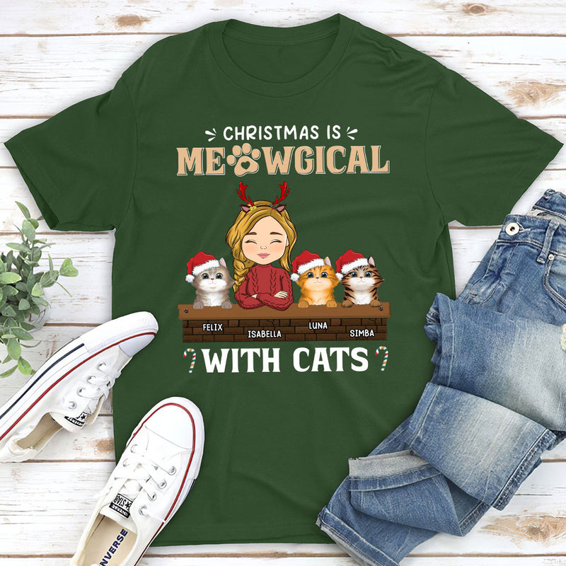 Christmas Is Meowgical - Personalized Custom Premium T-shirt