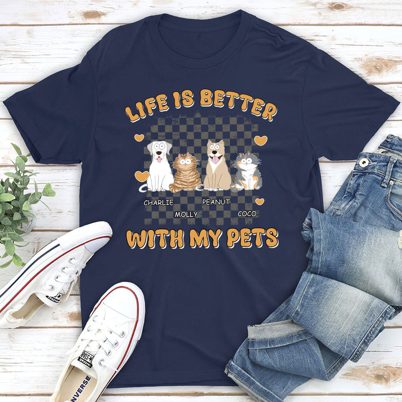 Better Life With Pet - Personalized Custom Unisex T-shirt