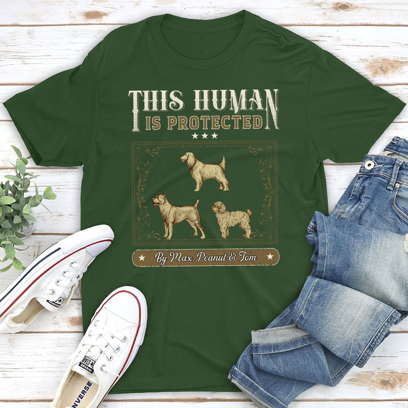 Protected By Vintage Dog - Personalized Custom Unisex T-shirt