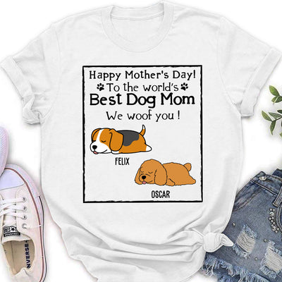 Woof Best Dog Mom - Personalized Custom Women's T-shirt