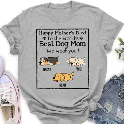 Woof Best Dog Mom - Personalized Custom Women's T-shirt