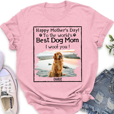 Woof Best Dog Mom - Personalized Custom Women's T-shirt