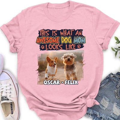 An Awesome Dog Mom - Personalized Custom Women's T-shirt