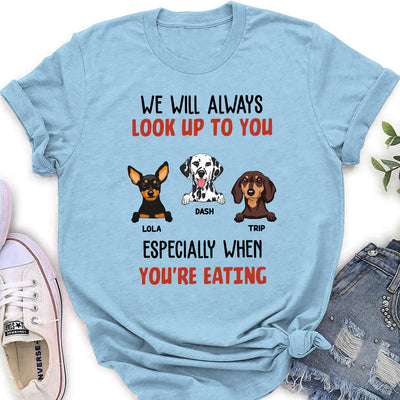 Mom Dad Look Up To You - Personalized Custom Women's T-shirt