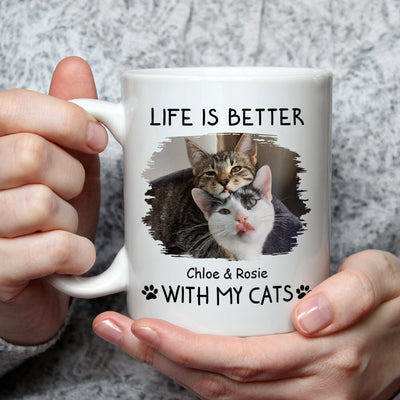 Better With Cats Photo - Personalized Custom Coffee Mug