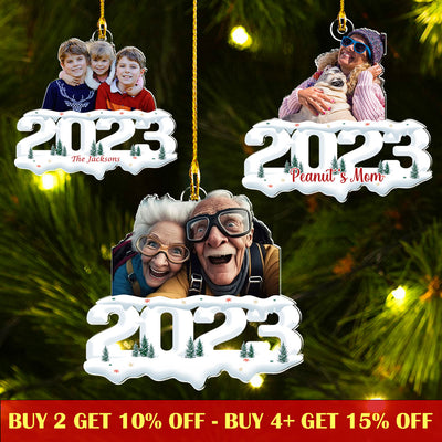 Custom Photo Besties, Siblings - Joy of Christmas 2023 - Personalized Custom Acrylic Ornament