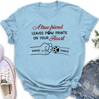 True Friend Leaves Paw Prints - Personalized Custom Women's T-shirt