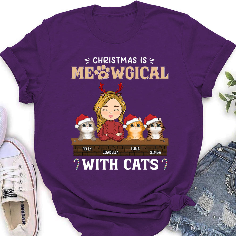 Christmas Is Meowgical - Personalized Custom Women's T-shirt