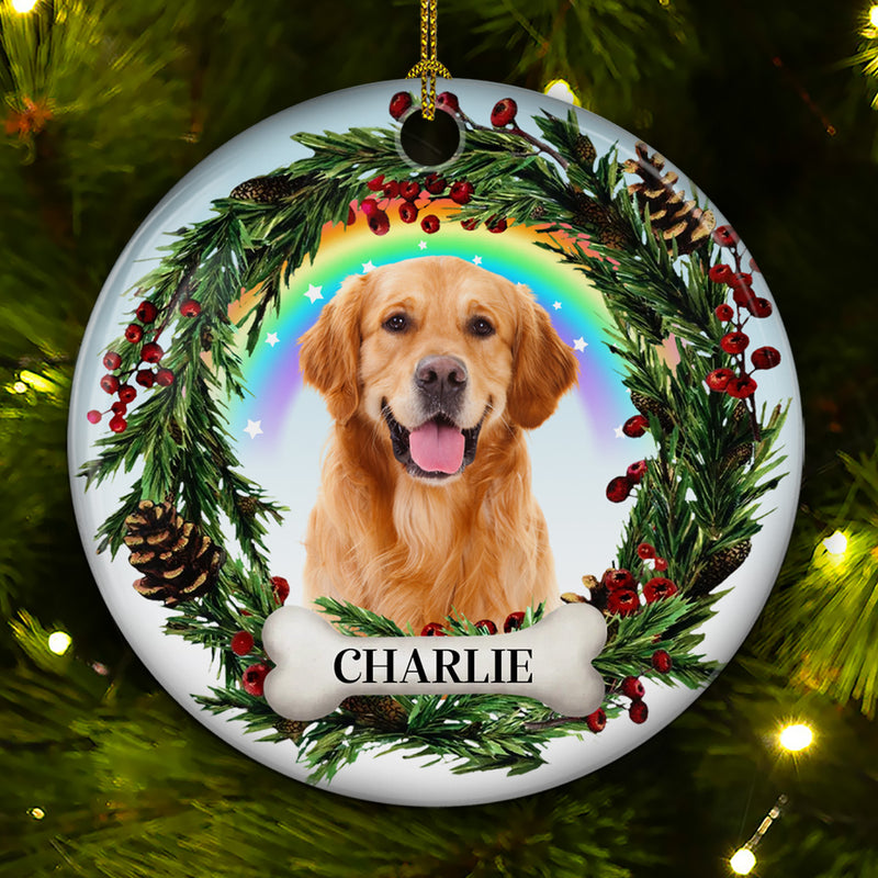 Custom Photo Lovely Pet Face - Personalized Custom Circle Ceramic Ornament