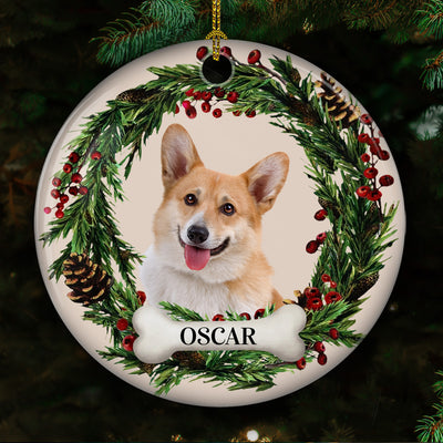 Custom Photo Lovely Pet Face - Personalized Custom Circle Ceramic Ornament