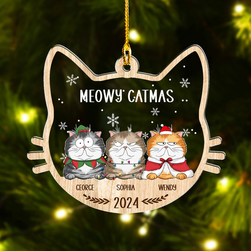 Lovely Meowy Catmas - Personalized Custom Acrylic Ornament