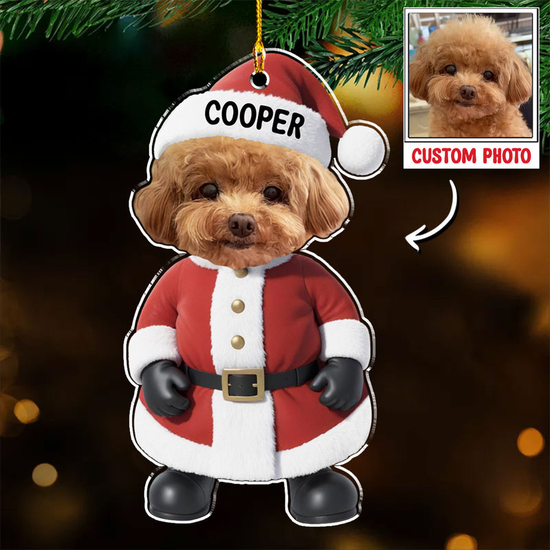 Cute Santa Dog - Personalized Custom Acrylic Ornament