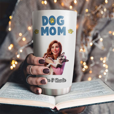 Girl And Dog Cartoon Style - Personalized Custom Tumbler