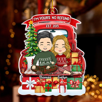 Couple Sit On Red Truck - Personalized Custom Acrylic Ornament