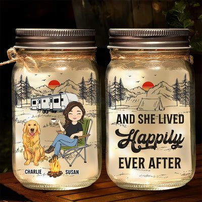 And She Lived Happily Ever After - Personalized Custom Mason Jar Light