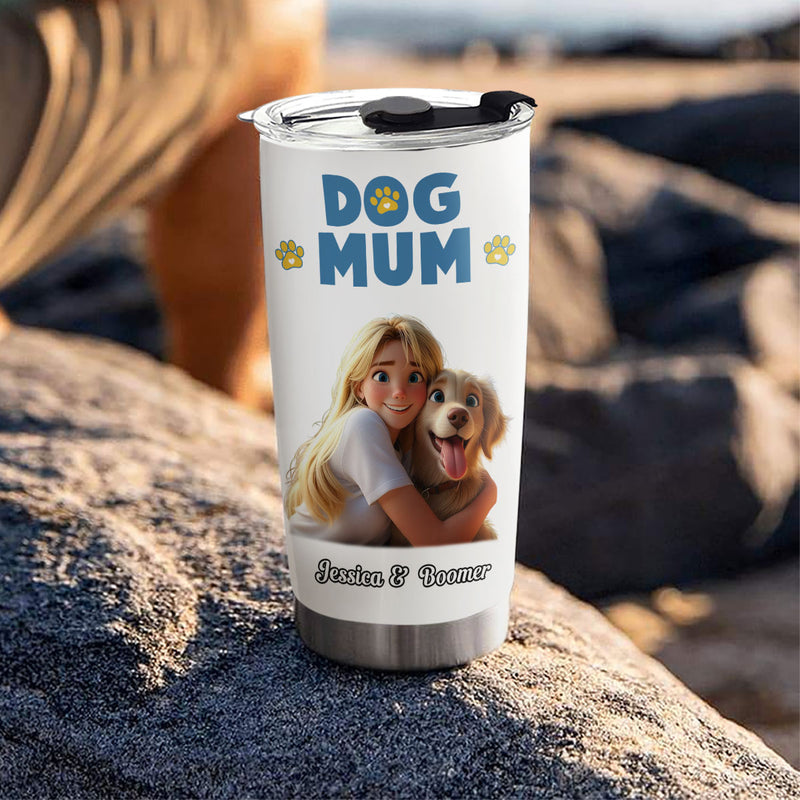 Girl And Dog Cartoon Style - Personalized Custom Tumbler