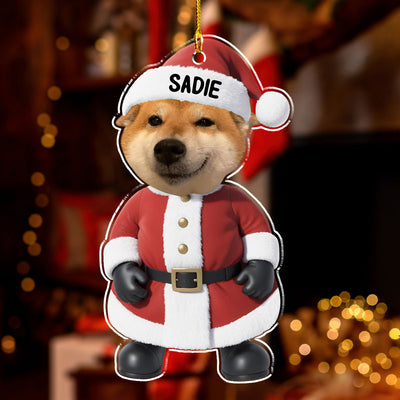 Cute Santa Dog - Personalized Custom Acrylic Ornament