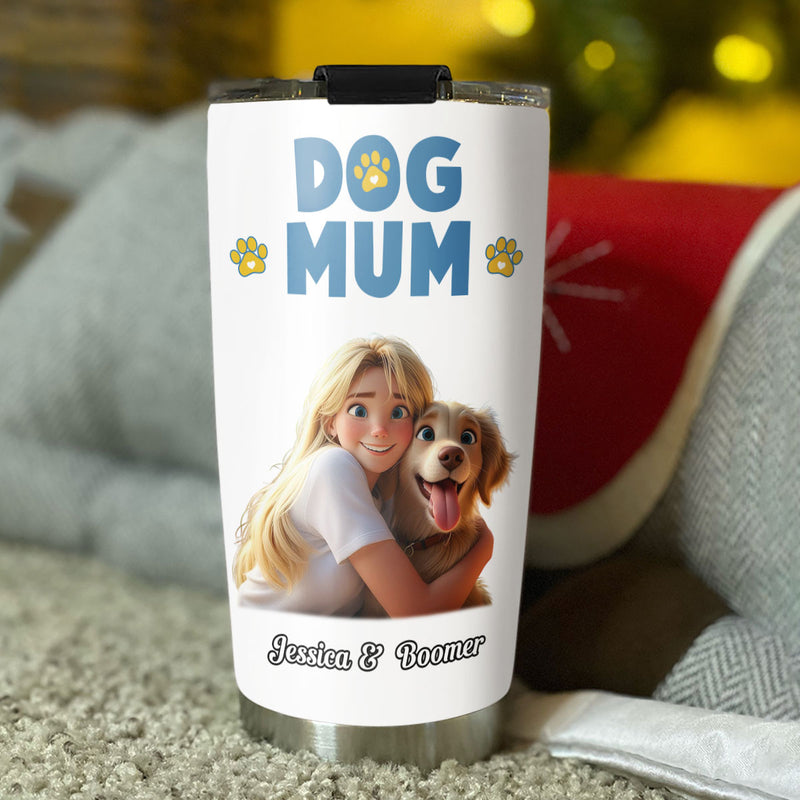 Girl And Dog Cartoon Style - Personalized Custom Tumbler