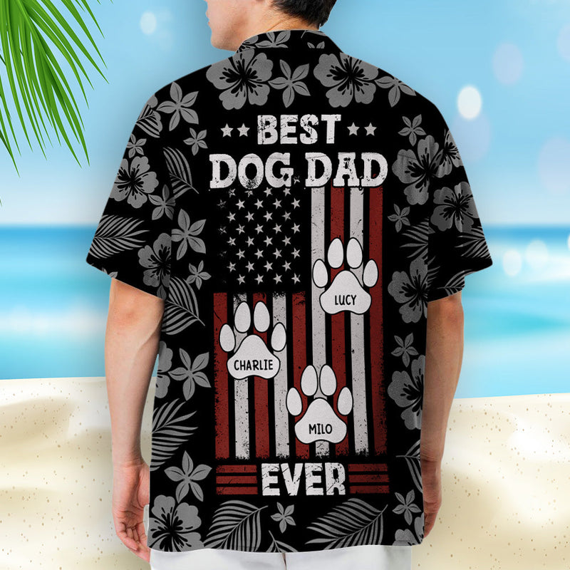 Best Dog Dad Ever Paw - Personalized Custom Hawaiian Shirt