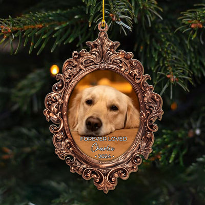 Forever Loved Custom Photo Pet Memorial - Personalized Custom Wood Ornament