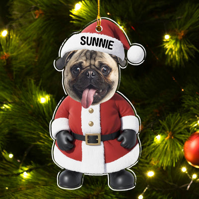 Cute Santa Dog - Personalized Custom Acrylic Ornament