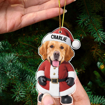 Cute Santa Dog - Personalized Custom Acrylic Ornament