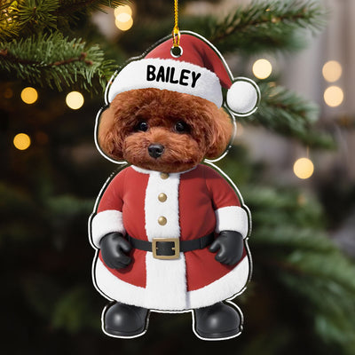 Cute Santa Dog - Personalized Custom Acrylic Ornament