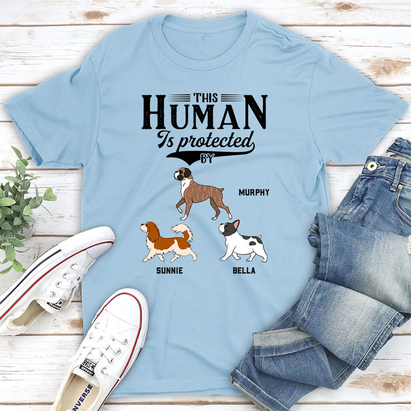 Dad Protected By Dog - Personalized Custom Unisex T-shirt