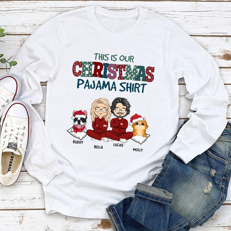 Christmas Pajama Couple - Personalized Custom Long Sleeve T-shirt