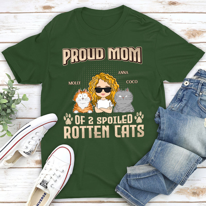 Proud Dad Mom Of Spoiled Cats - Personalized Custom Unisex T-shirt