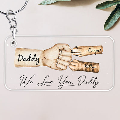 Daddy Team Fist Bump Version Pets - Personalized Custom Acrylic Keychain