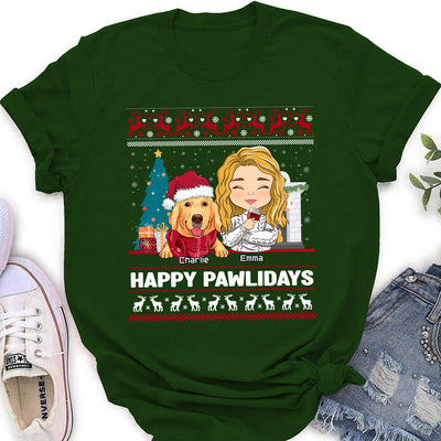 Happy Pawlidays - Personalized Custom Women's T-shirt