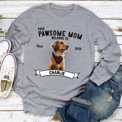 Pawsome Dad Belongs To - Personalized Custom Long Sleeve T-shirt
