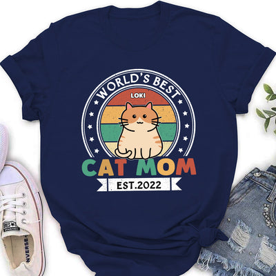 Best Cat Dad Est - Personalized Custom Women's T-shirt