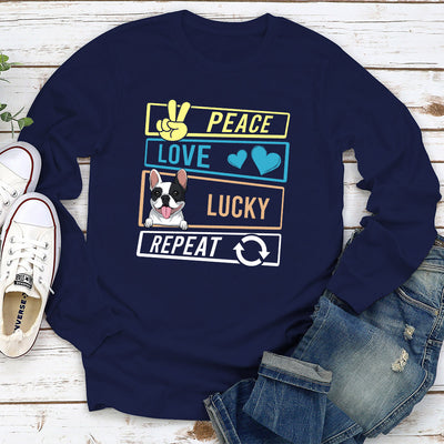 DOG PEACE LOVE AND REPEAT - Personalized Custom Long Sleeve T-shirt