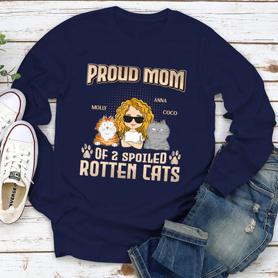 Proud Dad Mom Of Spoiled Cats - Personalized Custom Long Sleeve T-shirt