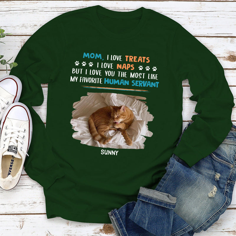 Treats Naps Servant - Personalized Custom Long Sleeve T-shirt