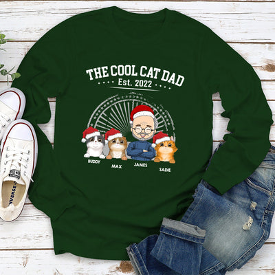 The Cool Cat Dad - Personalized Custom Long Sleeve T-shirt