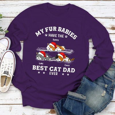 The Best Cat Dad - Personalized Custom Long Sleeve T-shirt