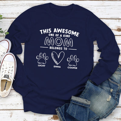 Awesome Dad Mom Belongs - Personalized Custom Long Sleeve T-shirt