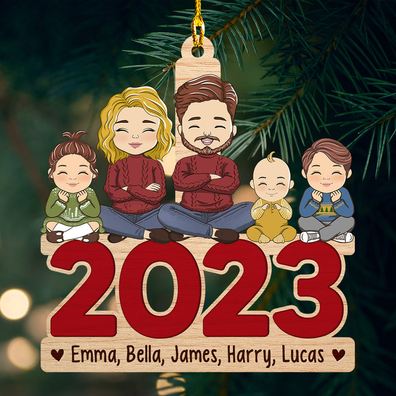 Happy Family - Personalized Custom 1-layered Wood Ornament