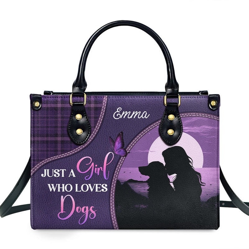 A Girl And Her Beloved Dog - Personalized Custom Leather Bag