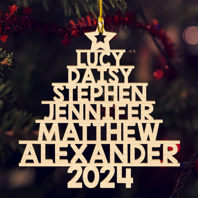 Family Name 2024 - Personalized Custom 1-layered Wood Ornament