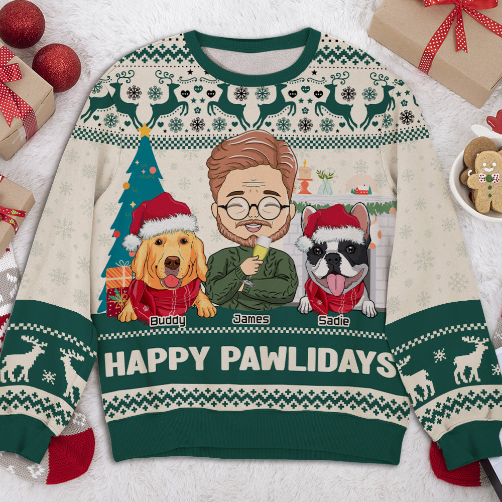 Pawlidays With Dogs Custom Personalized Pet Owner Jumper Ugly Sweatshirt